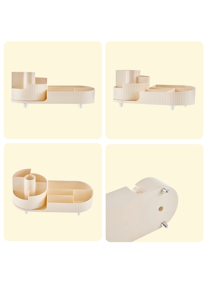 منظم مكياج دوّار 360° متعدد الأقسام مع حامل فرش - Image 4